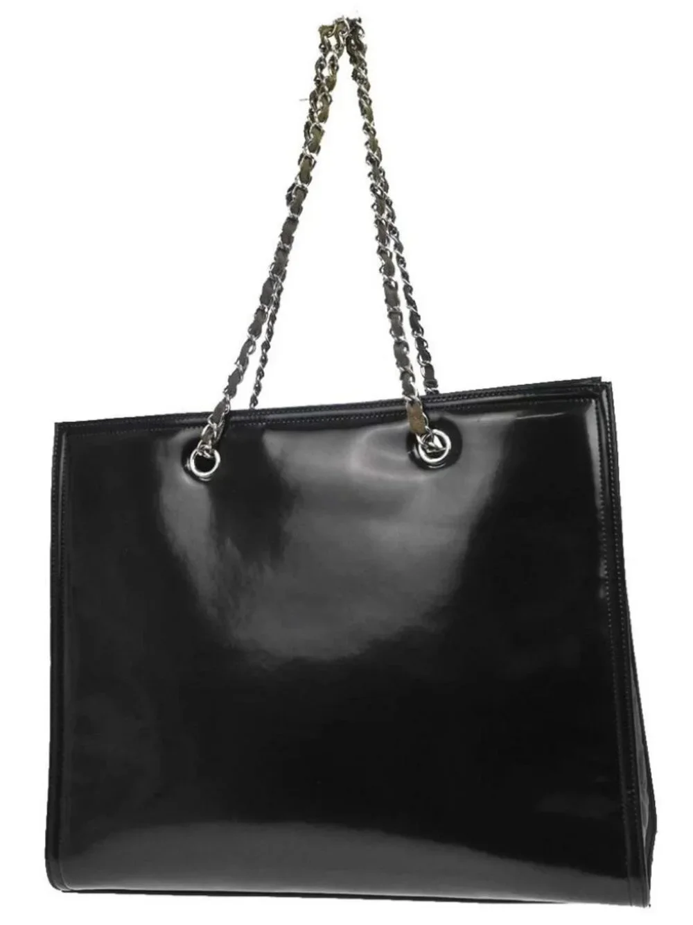 Chanel Black Patent Lambskin Leather Lipstick Tote Bag